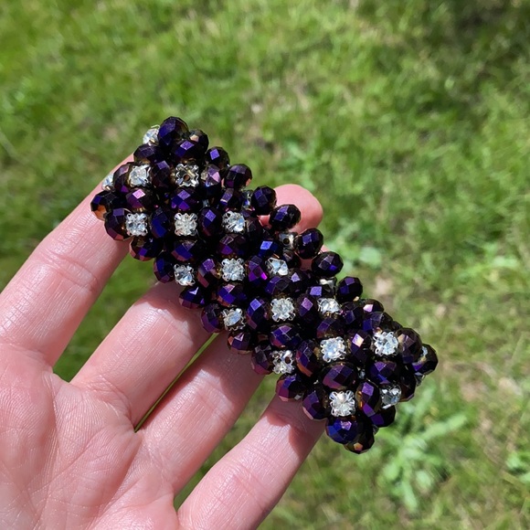 Deep Purple Beaded Rhinestone Bracelet - Picture 7 of 7